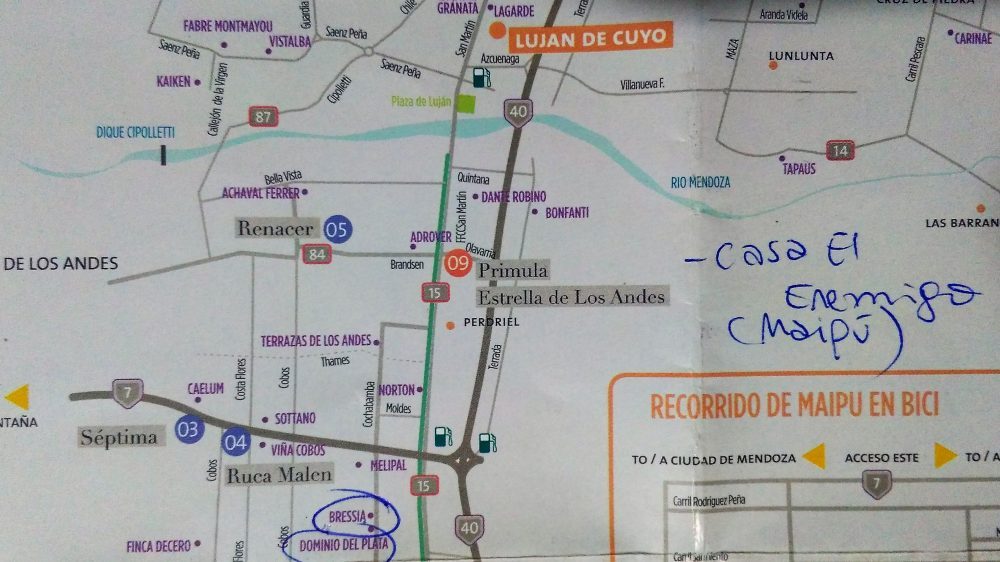 Roteiros de Vinícolas e Contatos Úteis em Mendoza Mapa Luján